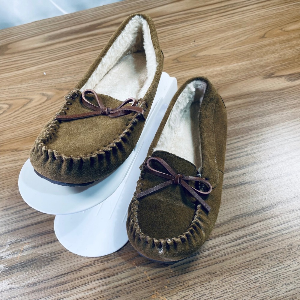 Secret Treasures Women's Moccasin Slippers Brown Fuzzy Lined Slip On Size 6M